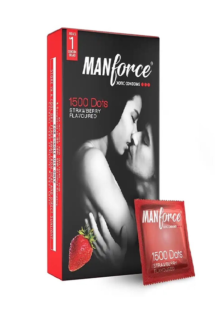 A2ZBDShop Manforce Strawberry 1500 Dotted Condom 10 pcs