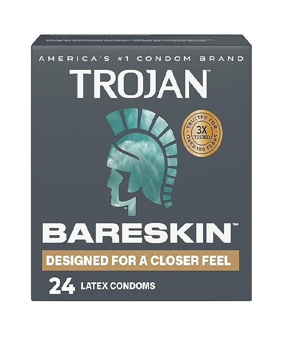 A2ZBDShop Trojan Bareskin Thin Premium Lubricated Condoms  24 Pcs